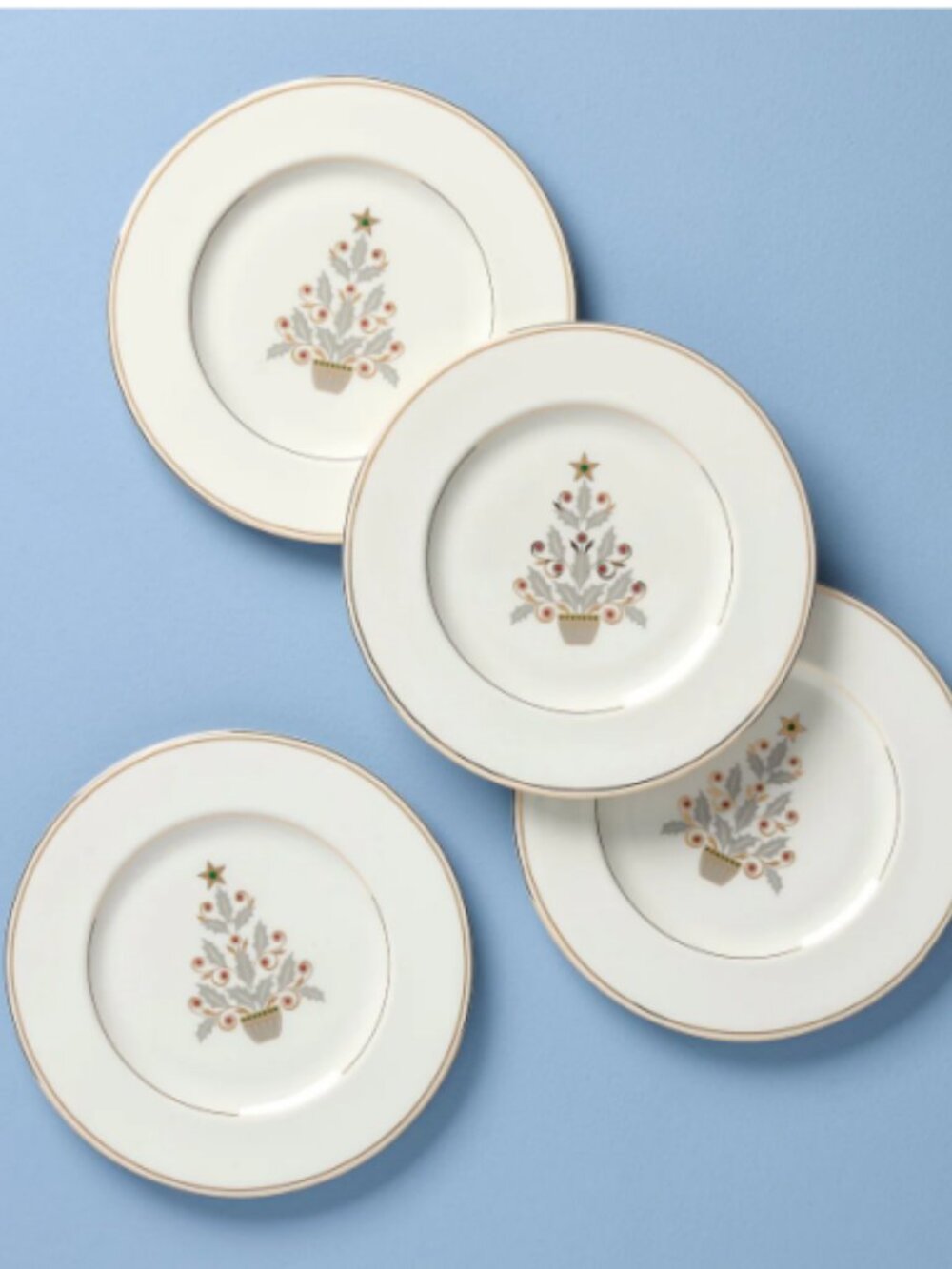 Lenox Federal Gold Tree Accent Plates | Set‎ of 4 | NEW in Original Box